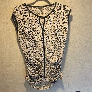 Vince Camuto Animal Print Ruched Blouse